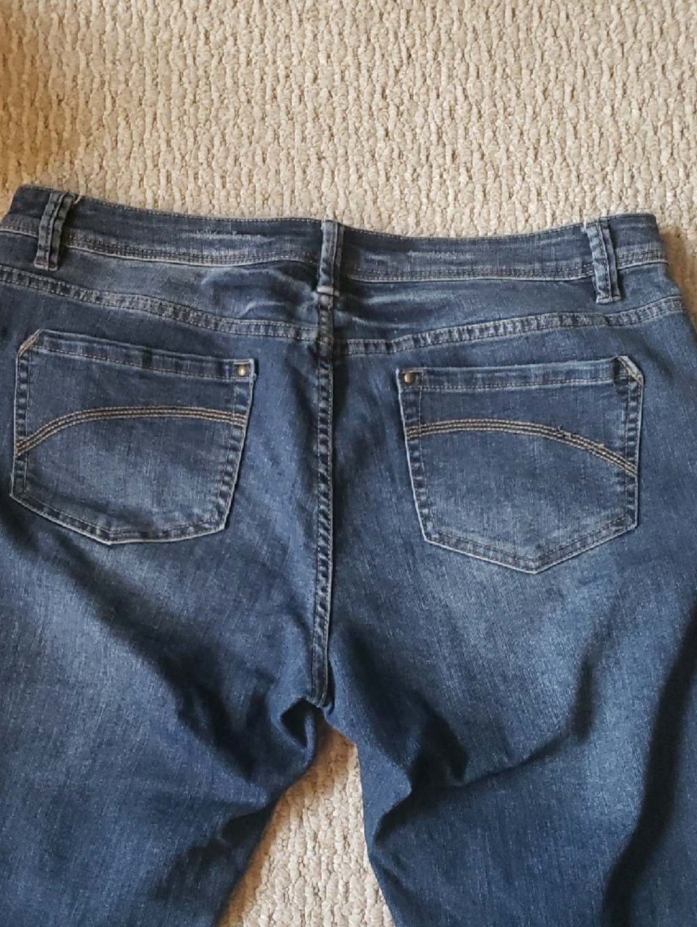 Route 66 Skinny Jeans in Blue with Tan Stitching - Picture 6 of 7